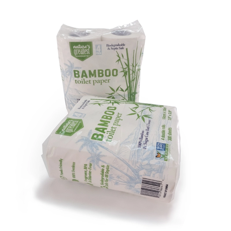 Tree Free Bamboo Toilet Paper, Septic Safe, Biodegradable, Eco Friendly Bath Tissue with Soft, Quick Dissolving 2 Ply Sheets,300 Sheets Per Roll, 48 Double Roll