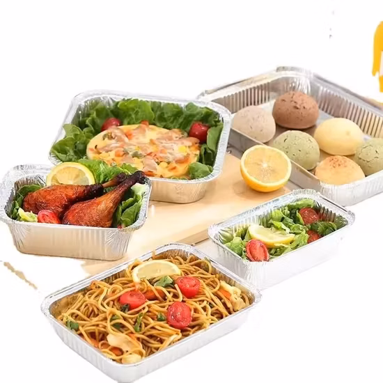 Vassoio di plastica Contenitore per sushi Vassoi usa e getta Foglio di alluminio per alimenti Conservazione di gnocchi Imballaggio di carne Pasto diviso Scatola di pranzo per compagnia aerea